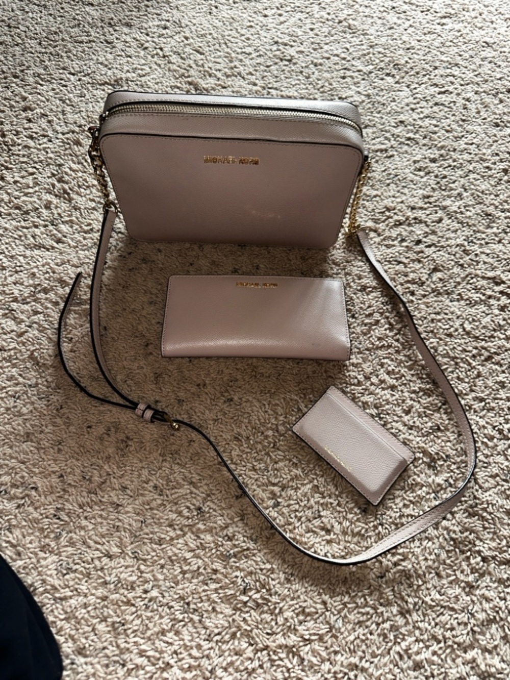 Michael Kors Blush Crossbody Bag with Wallet and Card Case